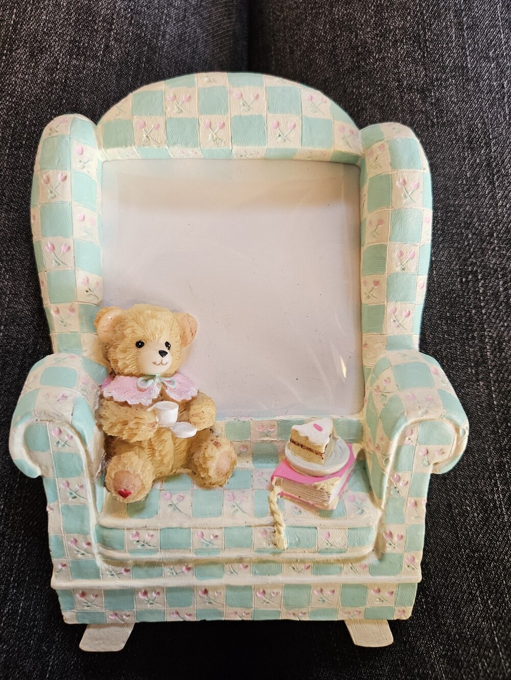 Vintage Pastel Chair And Teddy Bear Picture Frame
